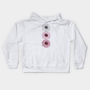 Floral Drawing of Three Gerberas in a Column Kids Hoodie